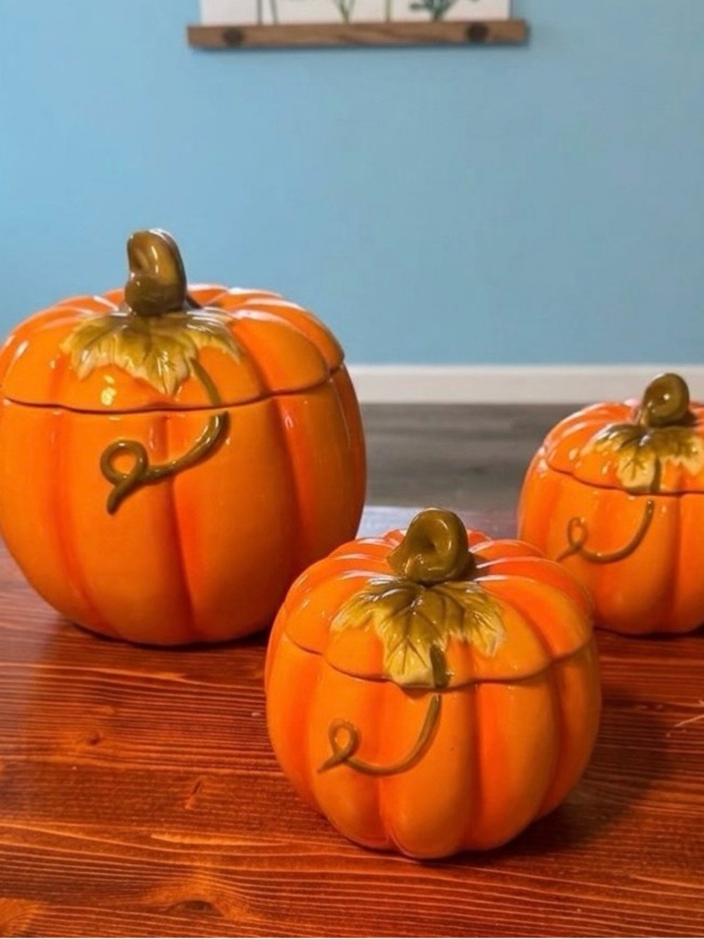 Cosmos Gifts Ceramic Pumpkin Canister Cookie Jar Set of 3